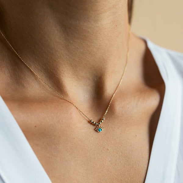 Altın Dorikalı Göz Kolye