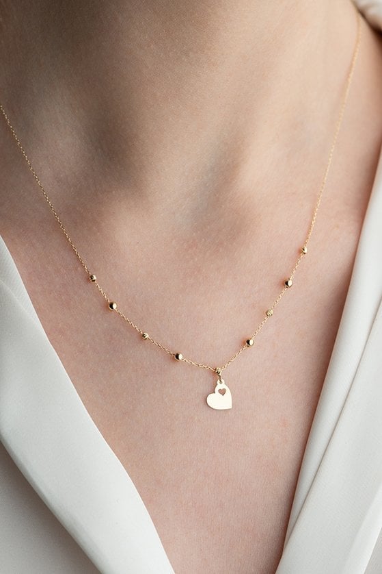 Altın Dorikalı Kalp Kolye