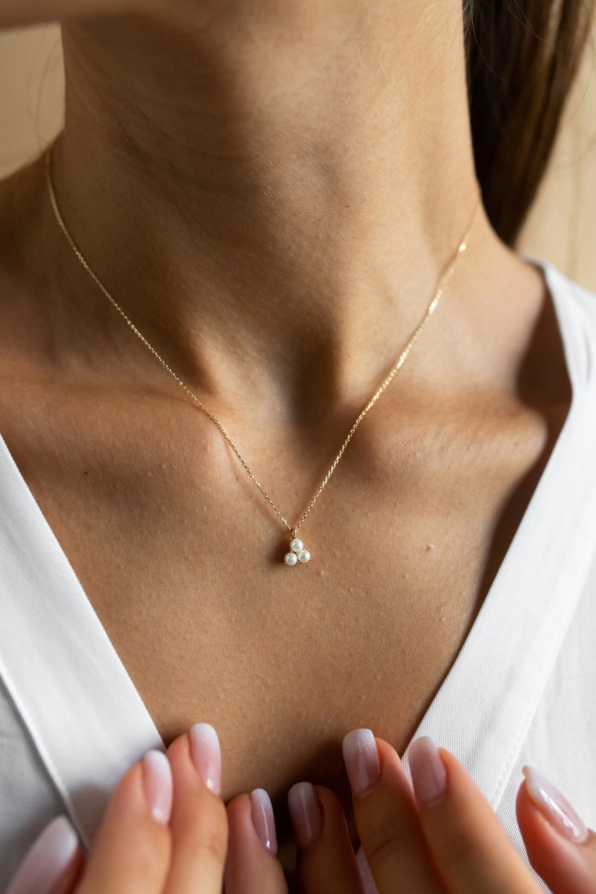 Altın Üç İnci Kolye