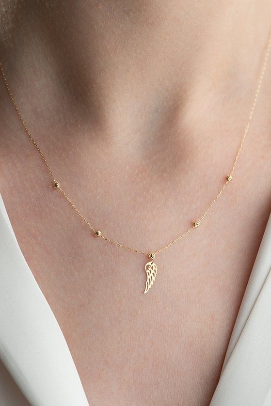 Altın Dorikalı Kanat Kolye