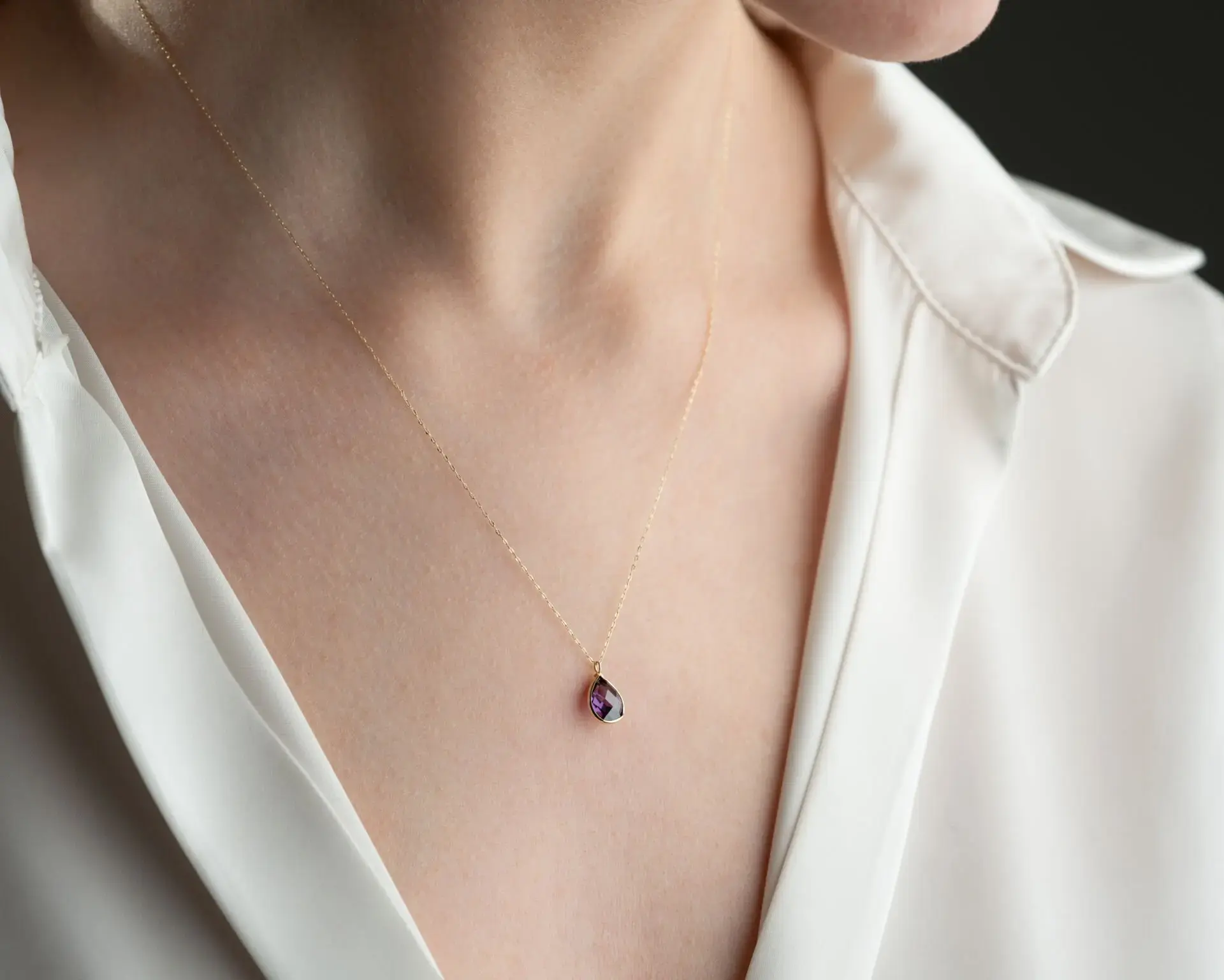 ALTIN AMETHİS TAŞLI KOLYE