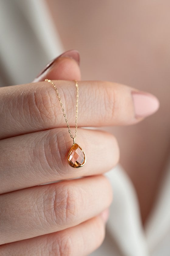 Altın Carine Taşlı Kolye