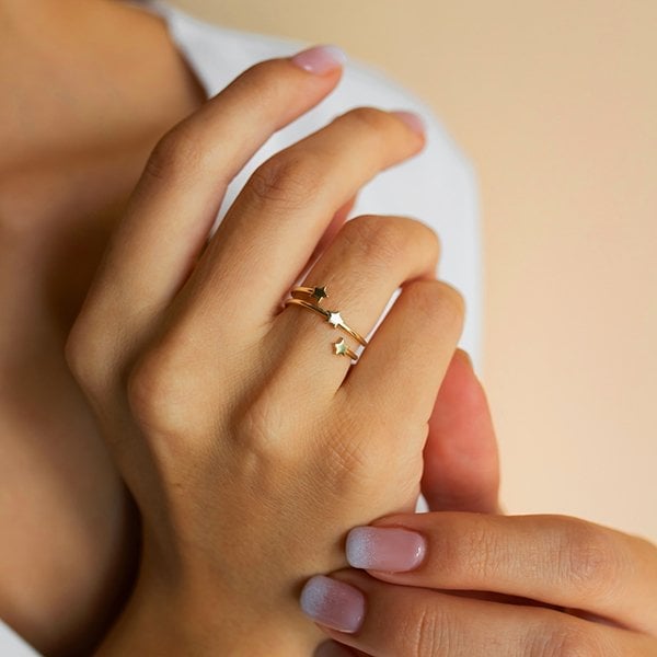 Altın Tria Yıldız Yüzük