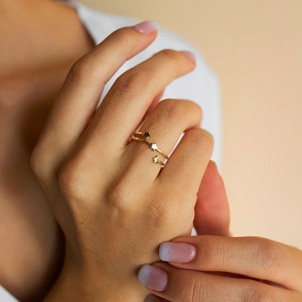 Altın Tria Yıldız Yüzük