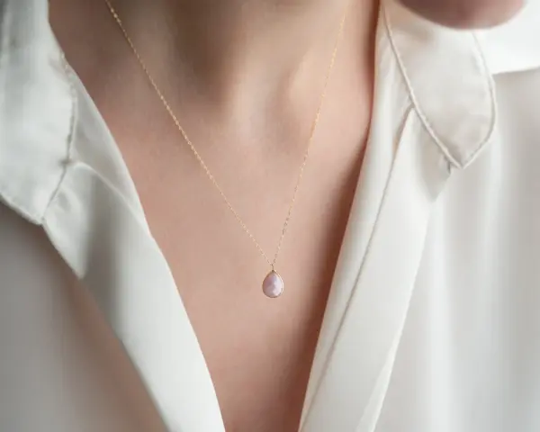 ALTIN PİNK ONİX TAŞLI KOLYE