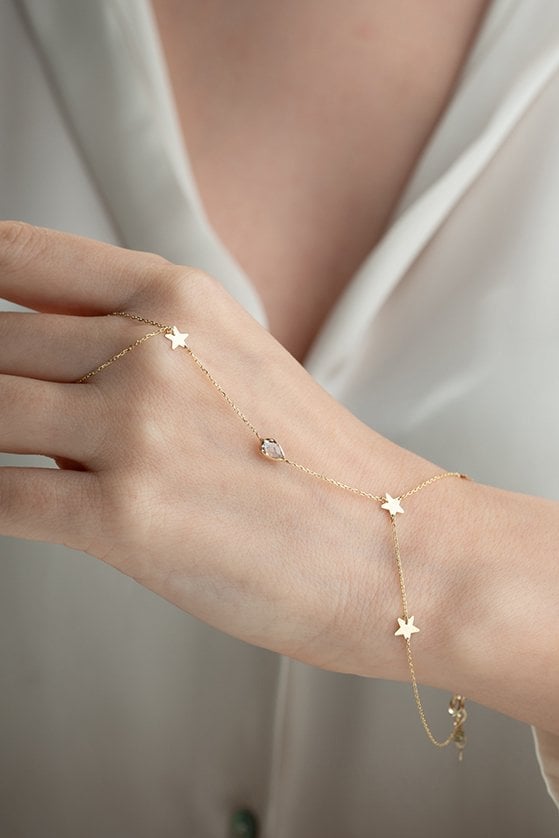 Altın Zirkon Taşlı Yıldız Şahmeran