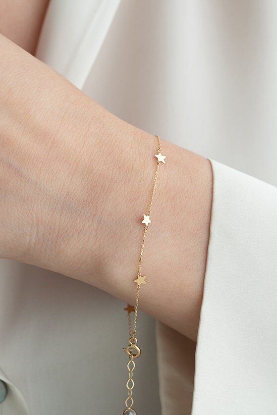 Altın Yedili Yıldız Bileklik