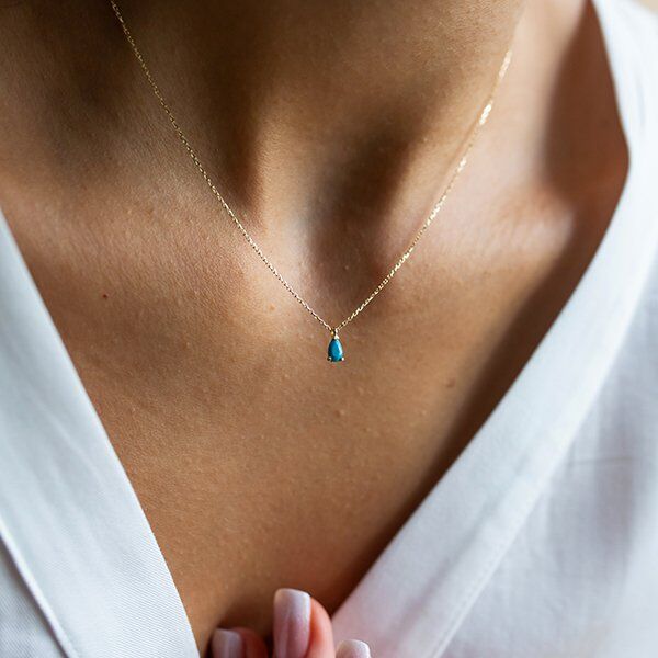 Mini Mavi Damla Kolye