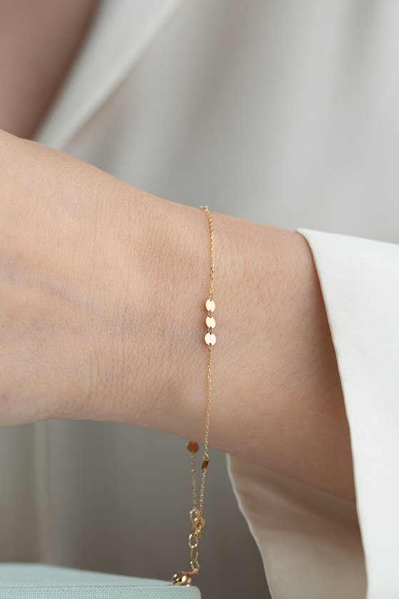 Altın Sekizli Mini Plaka Bileklik