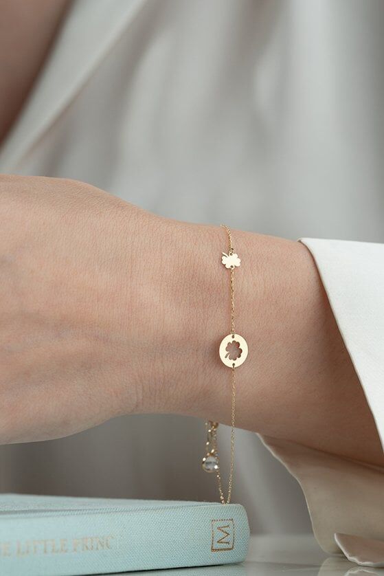 Altın İkili Yonca Bileklik