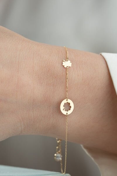 Altın İkili Yonca Bileklik