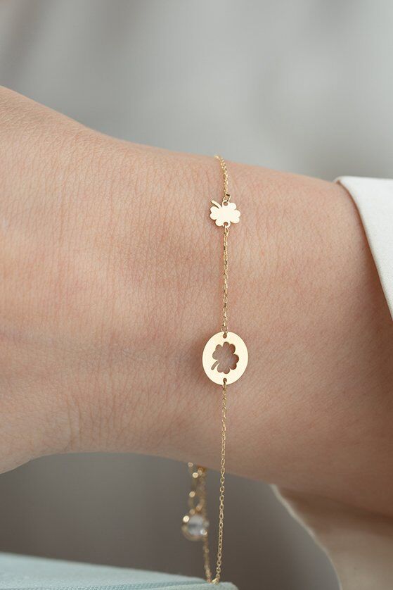 Altın İkili Yonca Bileklik