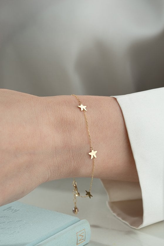 Altın Beşli Yıldız Bileklik