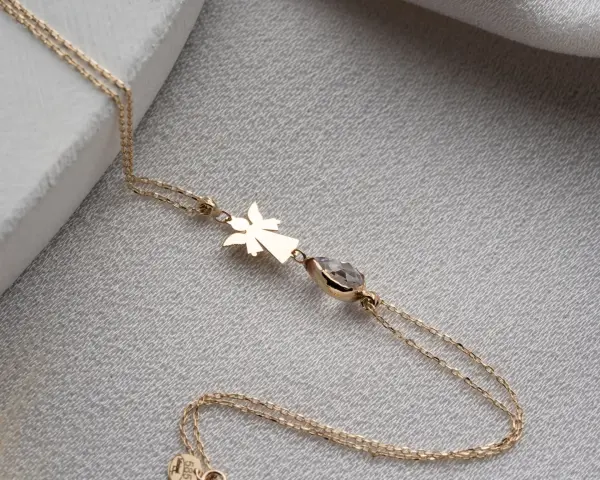 ALTIN ZİRKON TAŞLI ÇİFT ZİNCİR MELEK BİLEKLİK