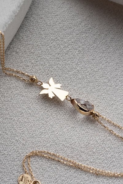 Altın Zirkon Taşlı Çift Zincir Melek Bileklik