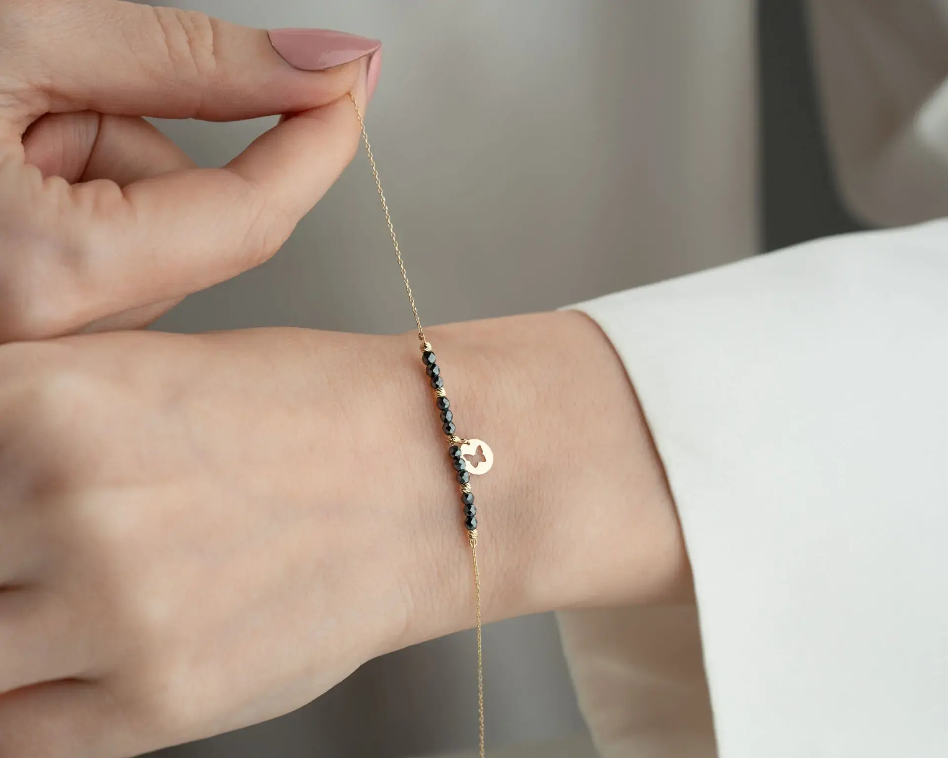 ALTIN ZİRKON TAŞLI VE DORİKALI BİLEKLİK