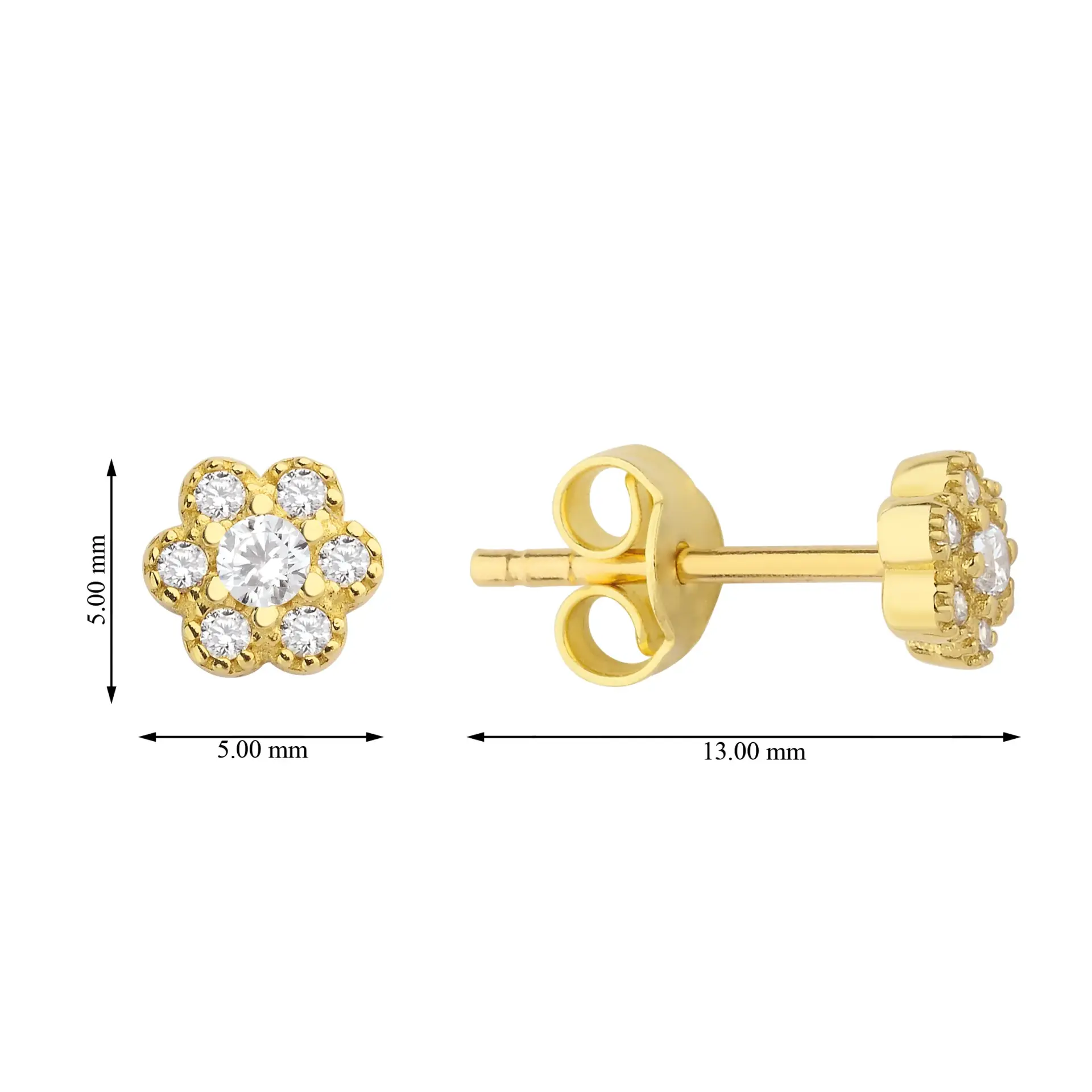 Altın Zirkon Taşlı Çiçek Küpe