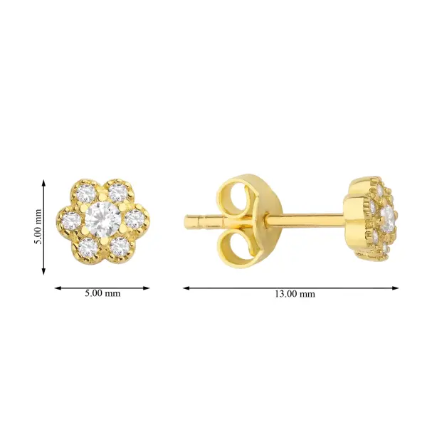 ALTIN ZİRKON TAŞLI ÇİÇEK KÜPE