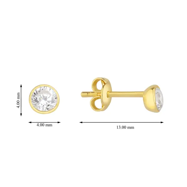 Altın Minimal Tek Taş Küpe