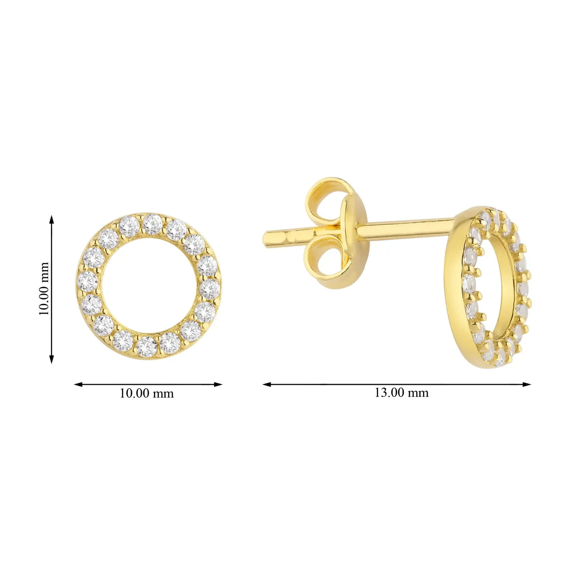 Altın Taşlı Halka Küpe