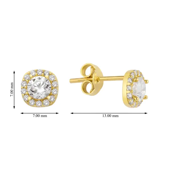 ALTIN TAŞLI KARE KÜPE