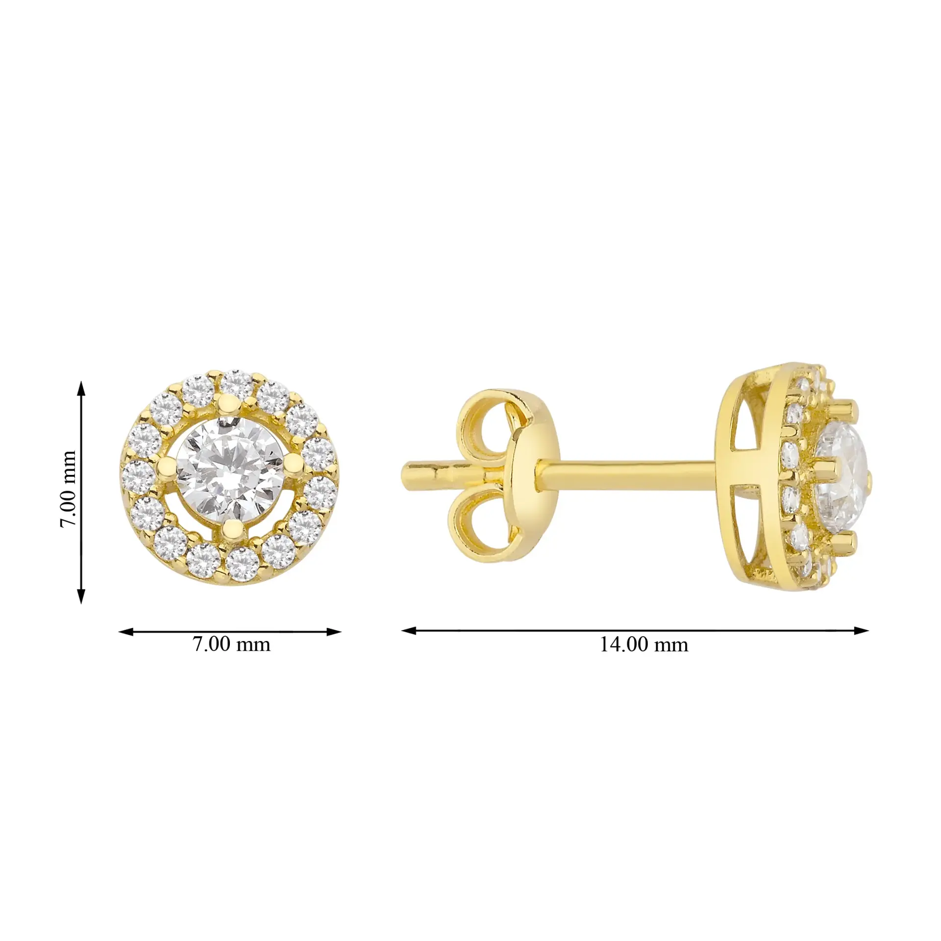 Altın Taşlı Yuvarlak Küpe