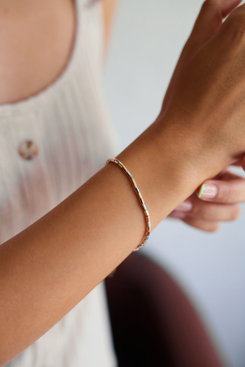 Altın Üç Renk Silindir Bileklik