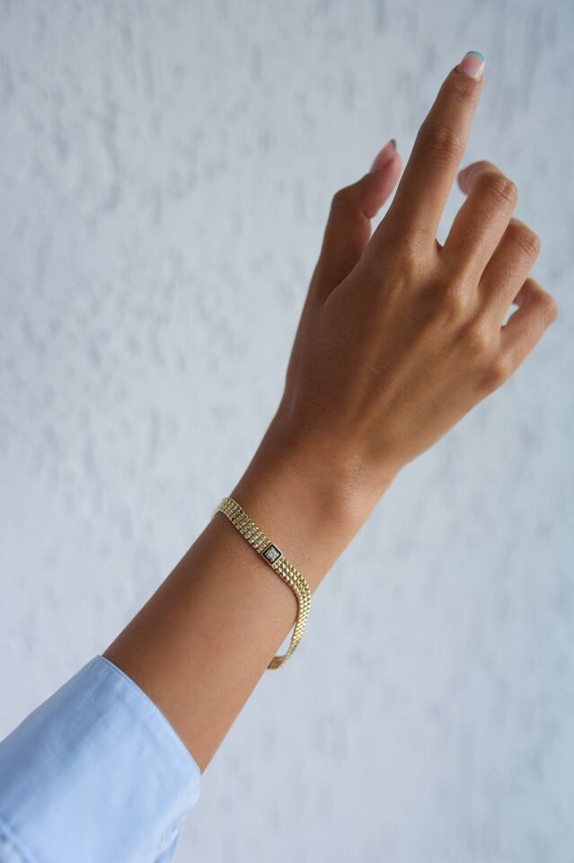 Siyah Mineli Maya Bileklik