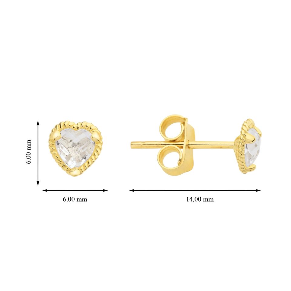 Altın Taşlı Minik Kalp Küpe