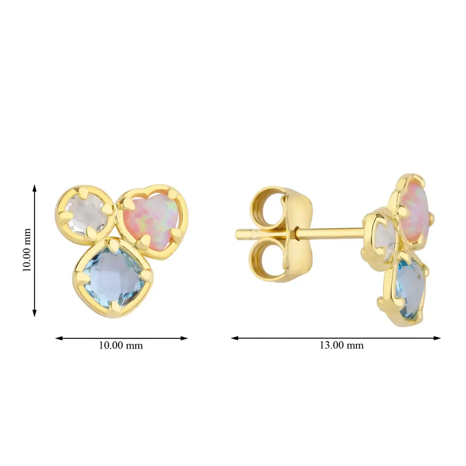 Altın Taşlı Çiçek Figürlü Küpe