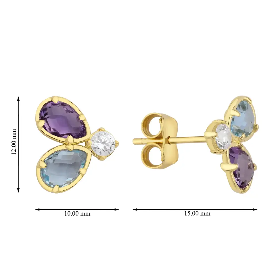 Altın Renkli Taşlı Küpe