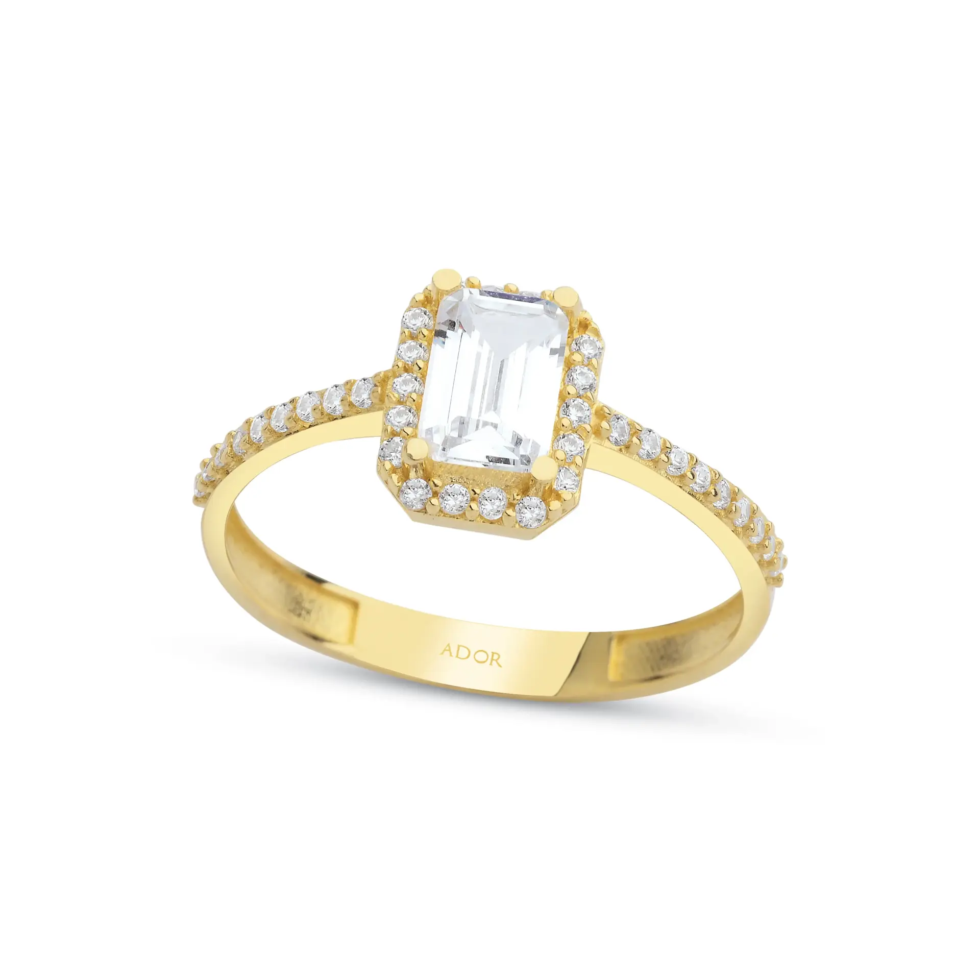 Altın Kenarı Taşlı Baget Yüzük