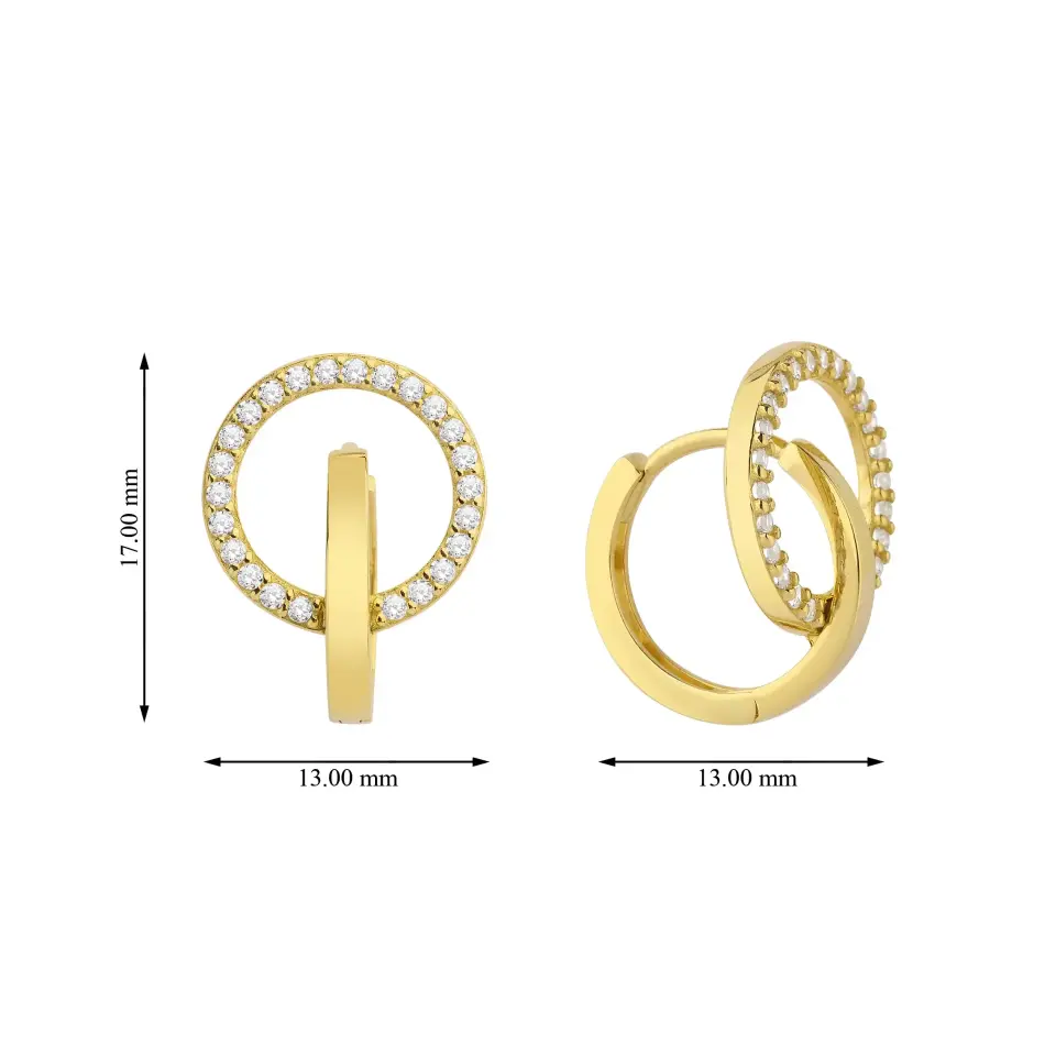 Altın Taşlı İç İçe Halka Küpe