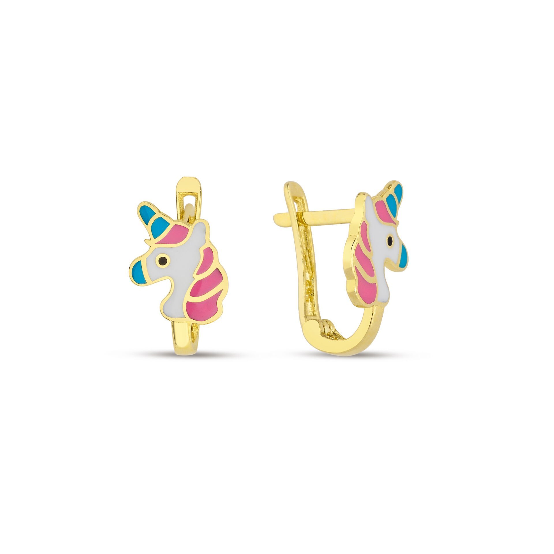 Altın Renkli Unicorn Çocuk Küpesi