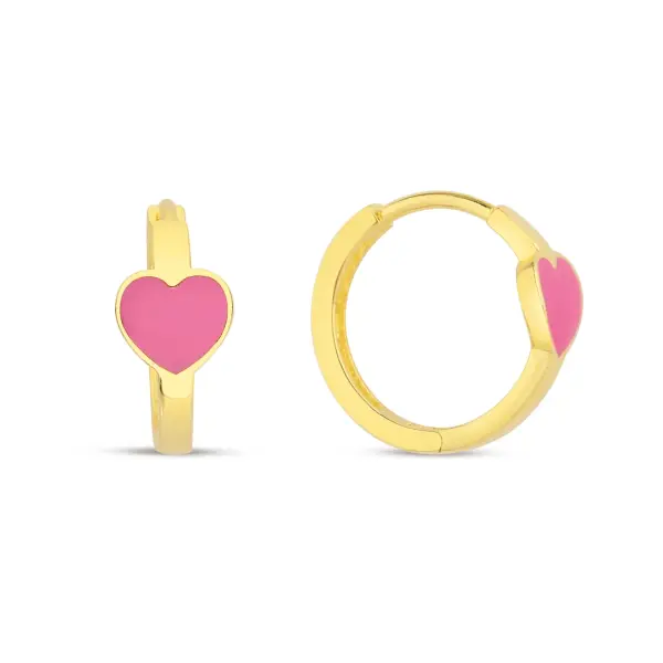 ALTIN PEMBE KALPLİ ÇOCUK KÜPESİ