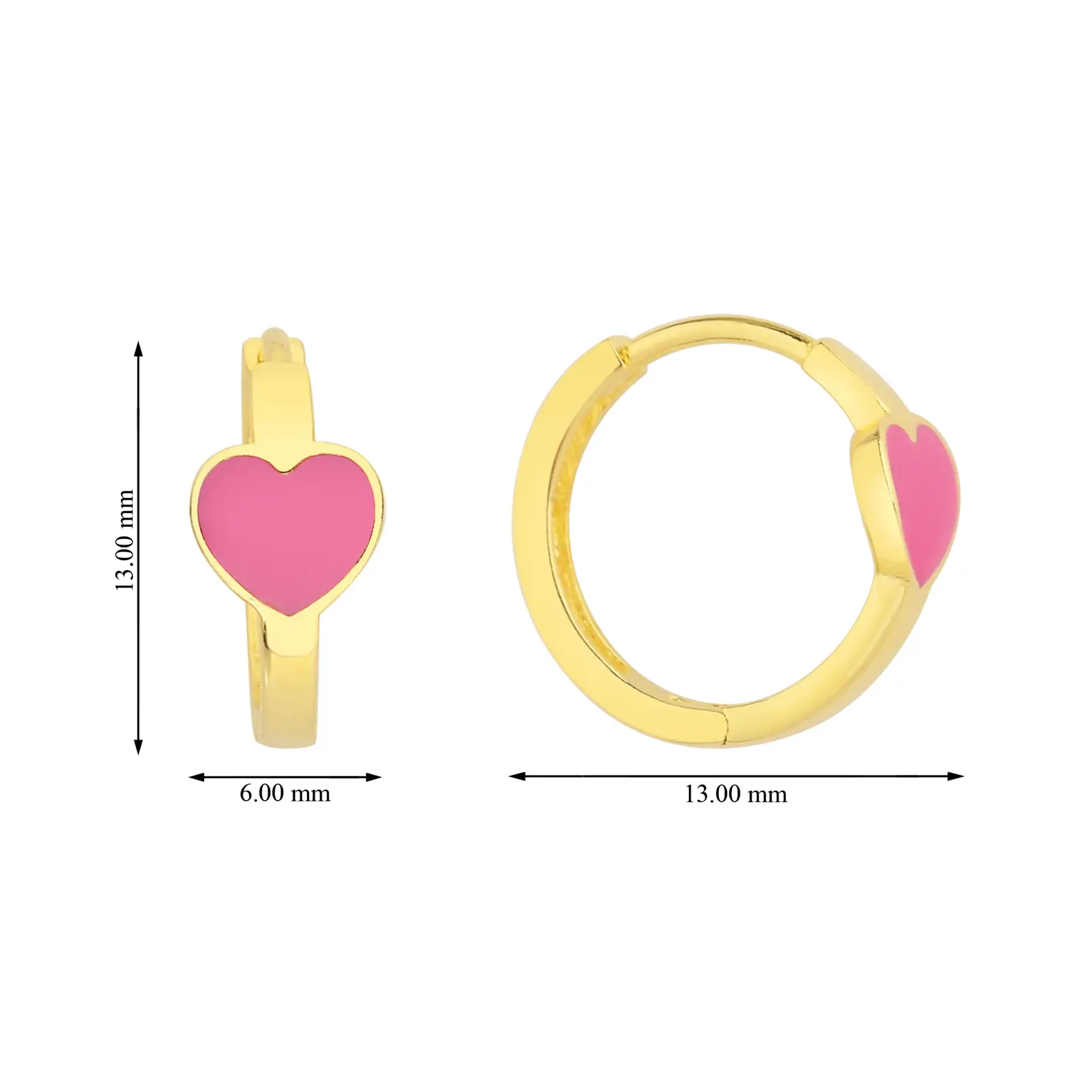 Altın Pembe Kalpli Çocuk Küpesi