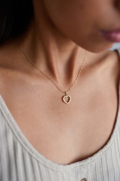 Altın Taşlı Heart Kolye
