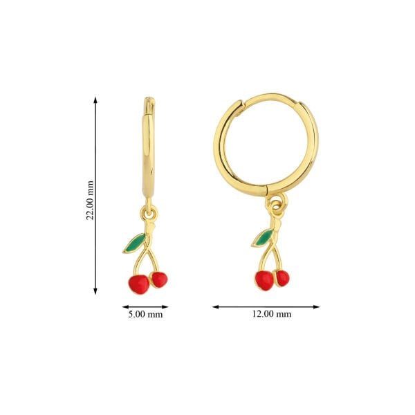 ALTIN SALLANTILI KİRAZ ÇOCUK KÜPESİ