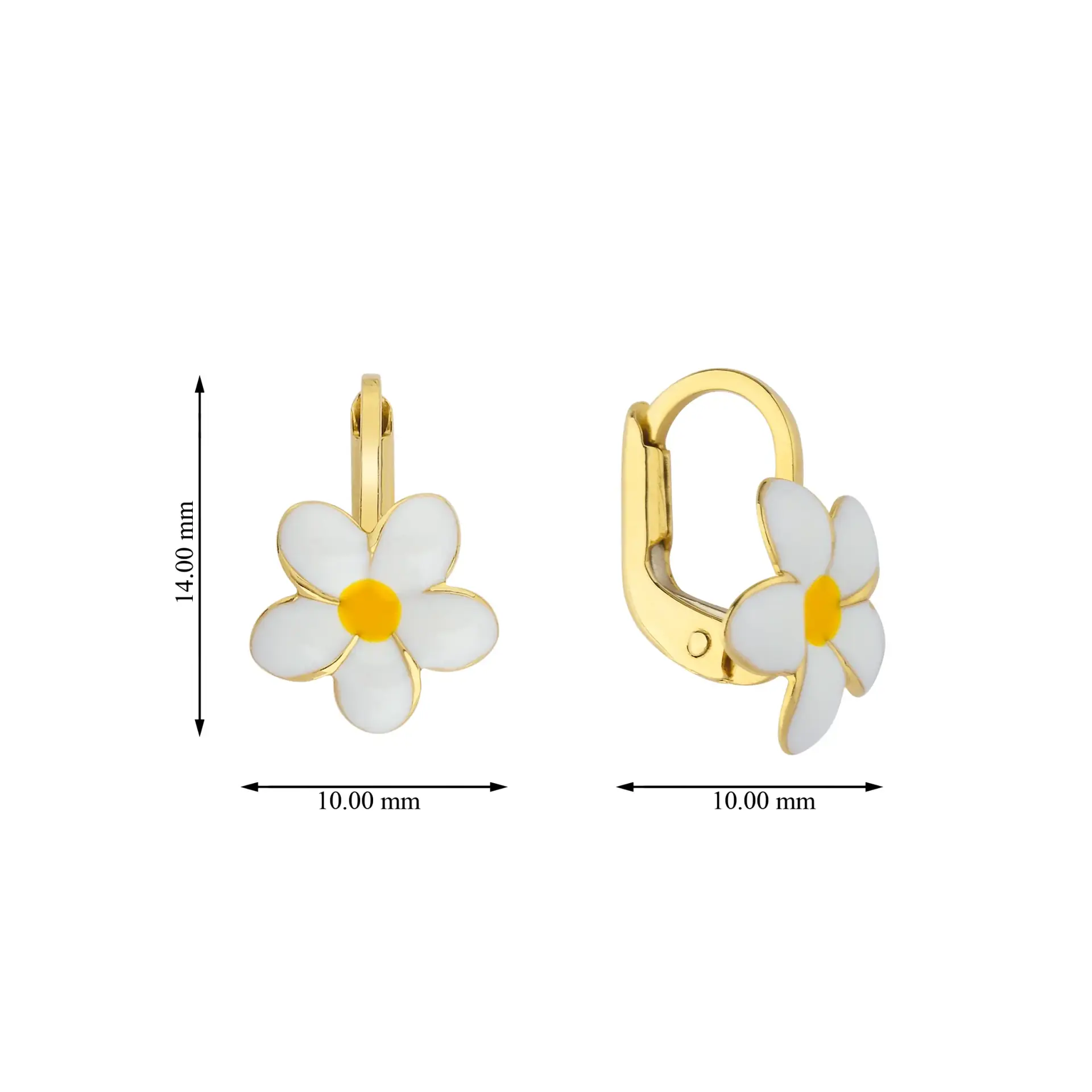 Altın Papatyalı Çocuk Küpesi