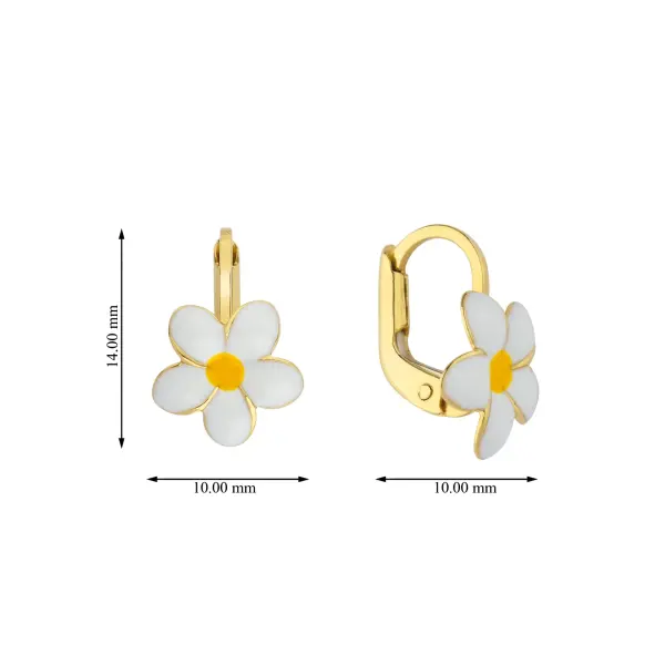 Altın Papatyalı Çocuk Küpesi