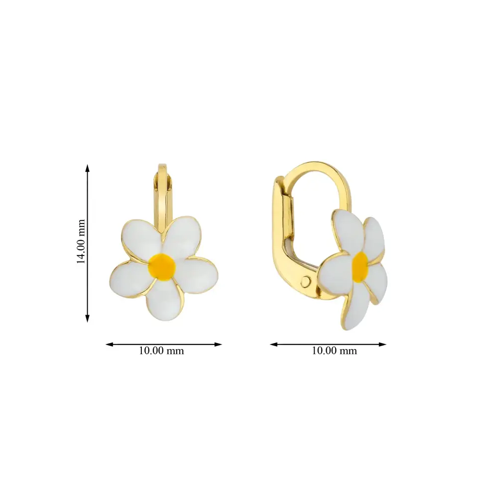 Altın Papatyalı Çocuk Küpesi