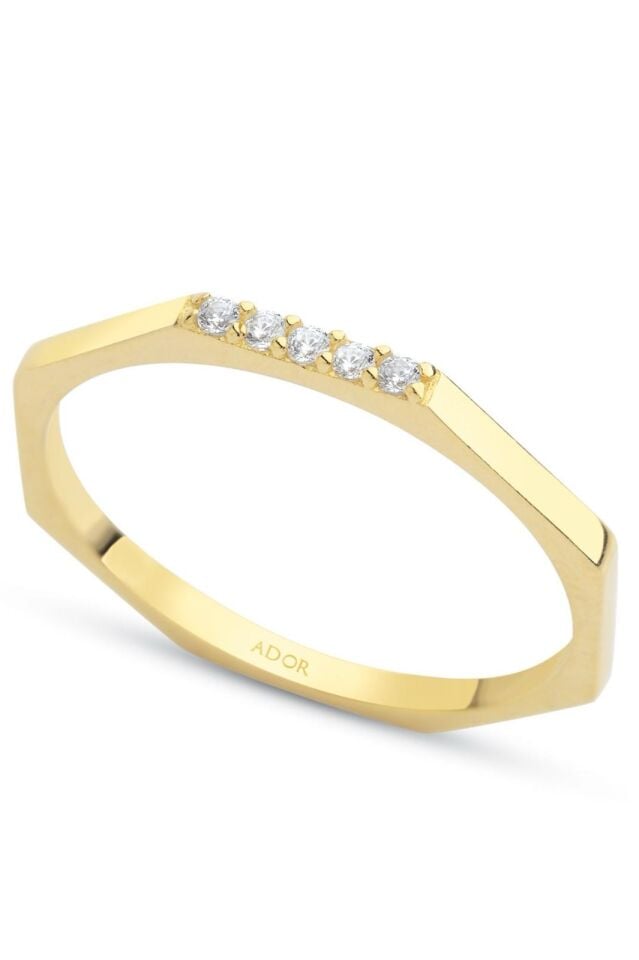 Altın Taşlı Dizilim Yüzük