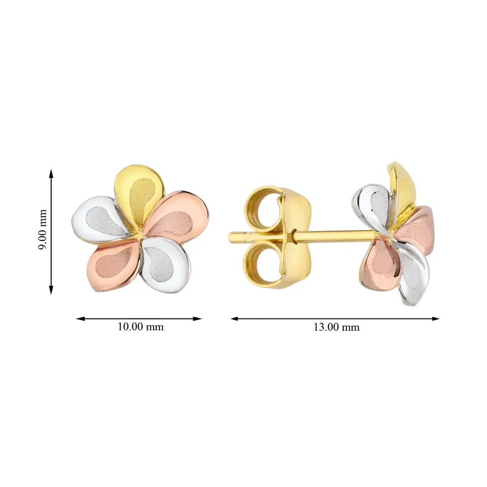 Altın Renkli Çiçekli Çocuk Küpesi