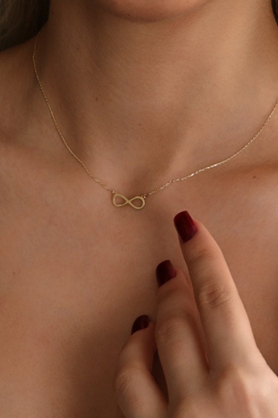 Altın Minimal Sonsuzluk Kolye
