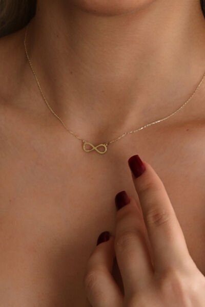Altın Minimal Sonsuzluk Kolye