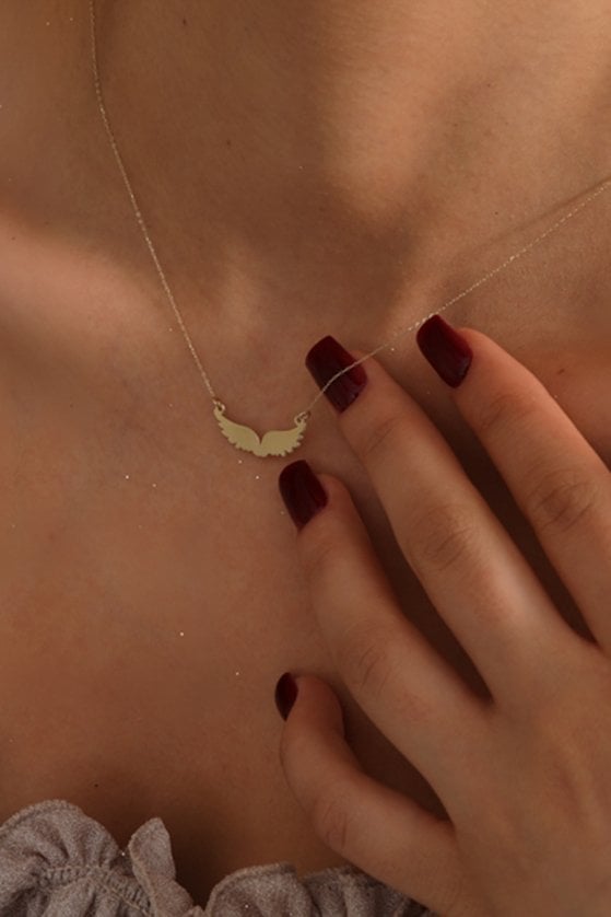 Altın Sade Melek Kanadı Kolye