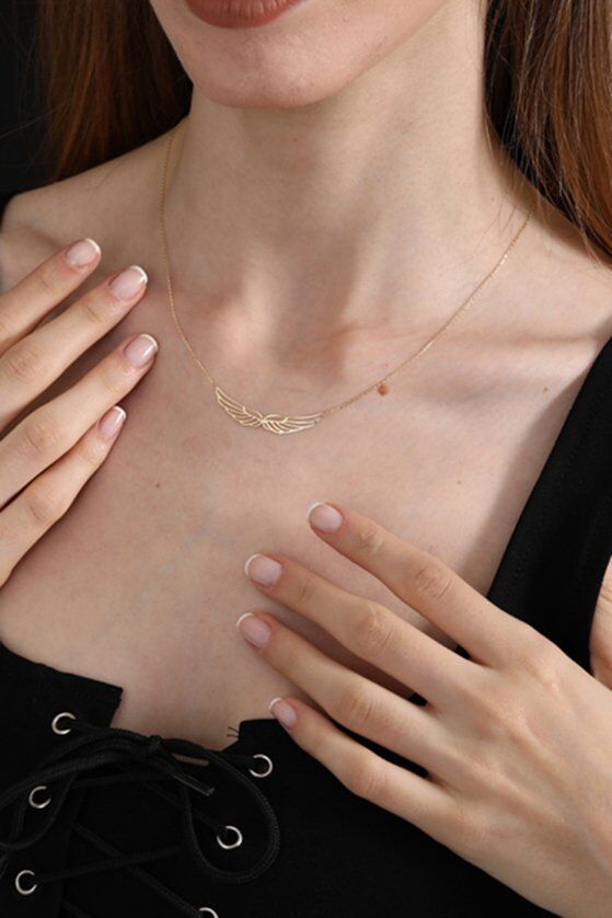 Altın Kanatlı Melek Kolye