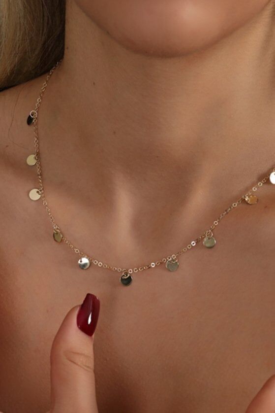 Altın Sıralı Düz Plaka Kolye