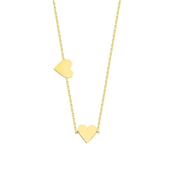 Altın İkili Uzantılı Kalp Kolye