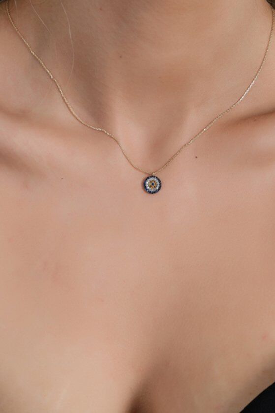 Altın Nazar Boncuklu Minimal Kolye